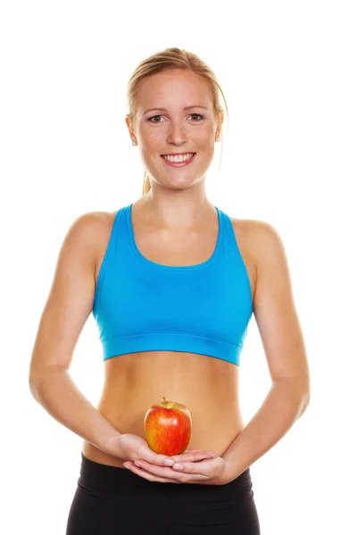Žena s apple trikot — Stock fotografie