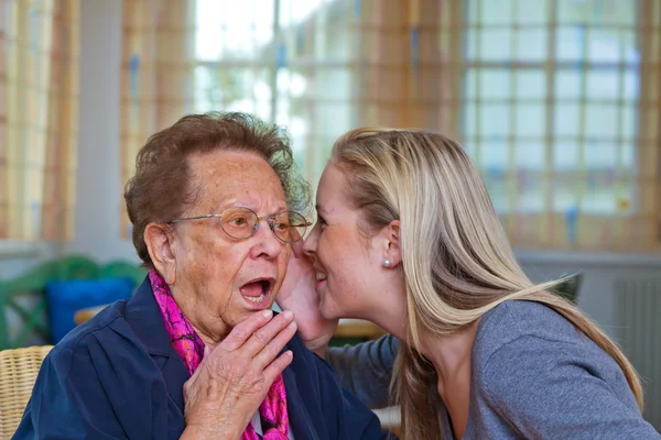 Grandchildren visited grandmother — Stock Photo, Image