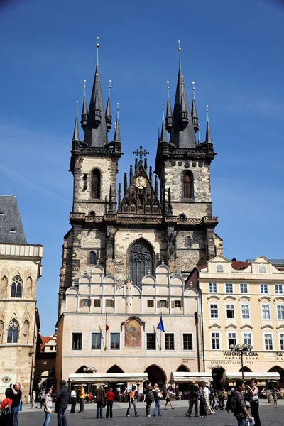 Prague, old town square, tyn church — Stock Photo, Image