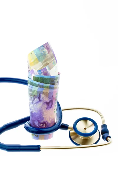 Kostnaderna för hälsa med schweiziska franc — Stockfoto
