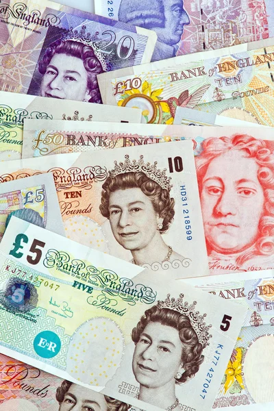 Британские фунты. Британский фунт. banknotes of the British cur — стоковое фото