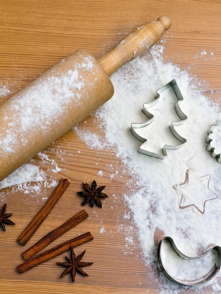Baking cookies and biscuits for christmas — Stock Photo, Image