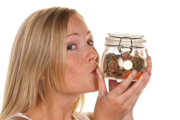 Young woman, to save money Stock Photo
