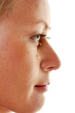 Sad woman with tears clipart