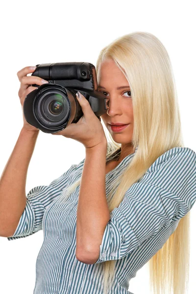 Junge Mädchen mit Digitalkamera — Stockfoto