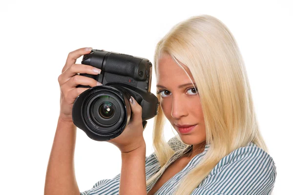 Young girls with a digital camera — Stock Photo, Image