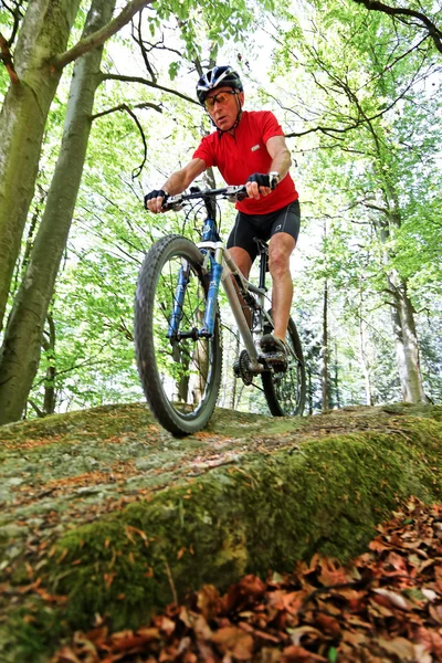 stock image Senior with mountain bike bicycle