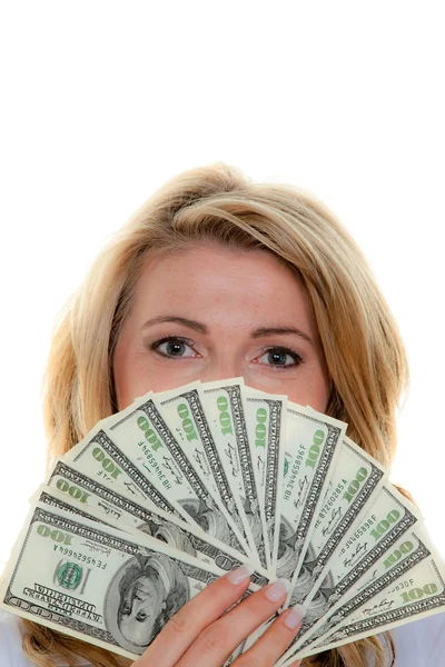 Dollar currency notes and wife — Stock Photo, Image