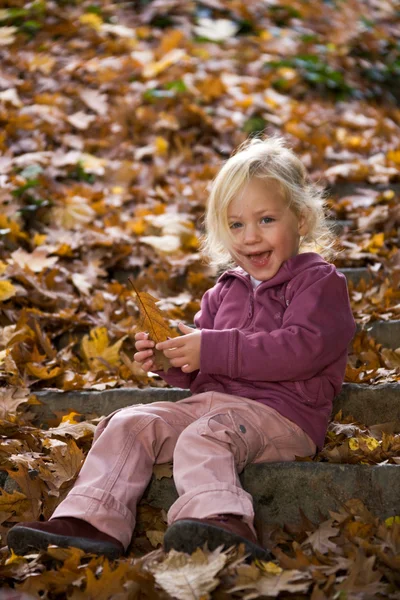 Child with leaves — Stock Photo, Image