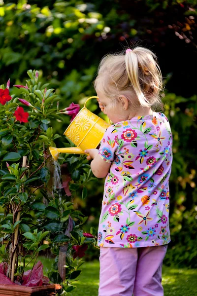 Child with watering can — Stock Photo, Image