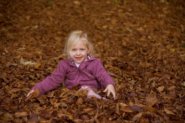 Child with leaves Stock Picture