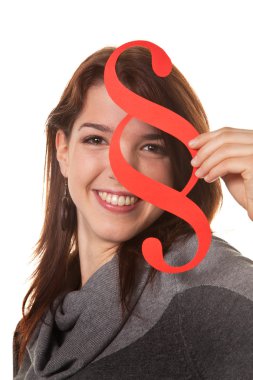 Young woman with a paragraph symbol clipart