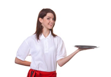 Young woman serving colorful cocktails as young girls serve clipart