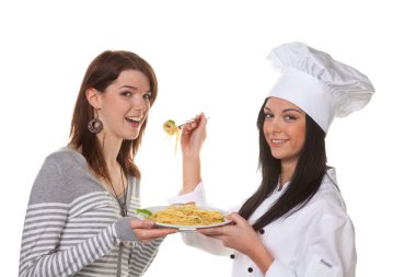 Apprentice chef tasted the home-cooked dish clipart