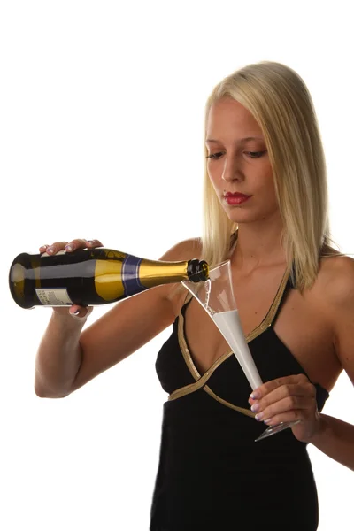 Vrouw met witte wijn — Stockfoto