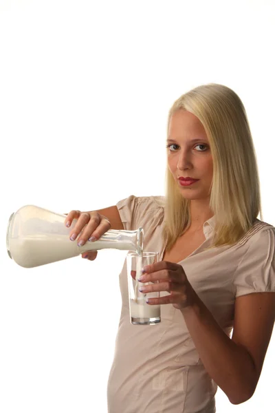 Donna con latte — Foto Stock