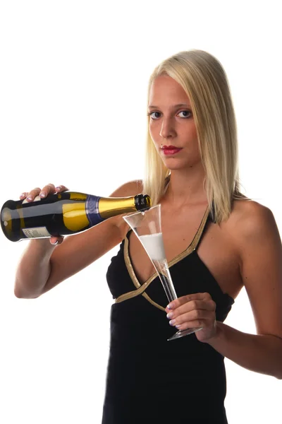 Женщина с шампанским — стоковое фото