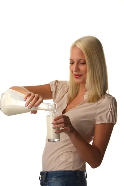 Woman with milk — Stock Photo, Image