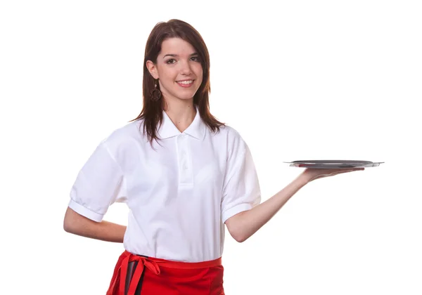 Genç kadın genç kız olarak renkli kokteyller servis hizmet — Stok fotoğraf