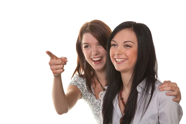 Дві молоді жінки розбудили сміх — стокове фото
