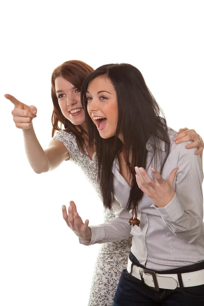 Duas jovens mulheres caíram no riso — Fotografia de Stock