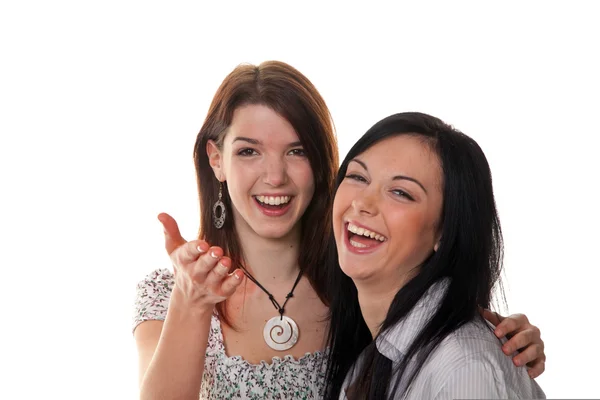 Zwei junge Frauen brechen in Gelächter aus — Stockfoto