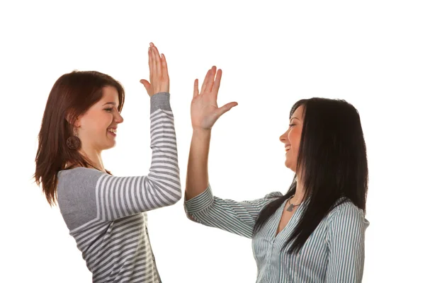 Successful girlfriends at take me five — Stock Photo, Image