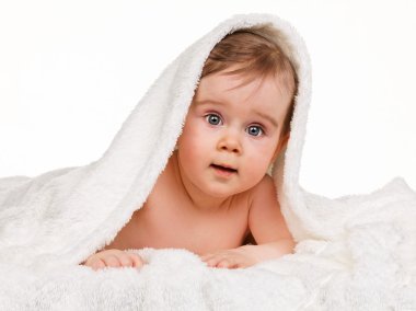 Small astonished child baby blanket clipart