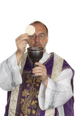 Catholic priest during communion clipart