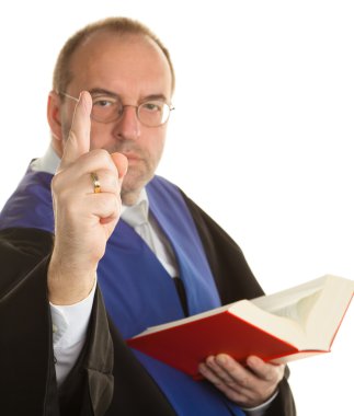 Judge in court with code clipart