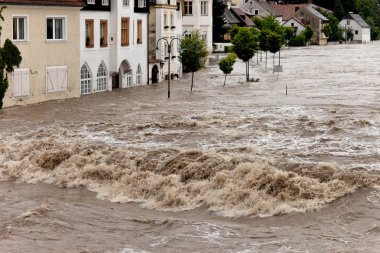 High water and flooding in steyr, austria clipart