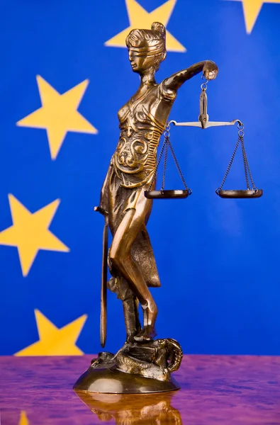 stock image Gavel and the European Union flag