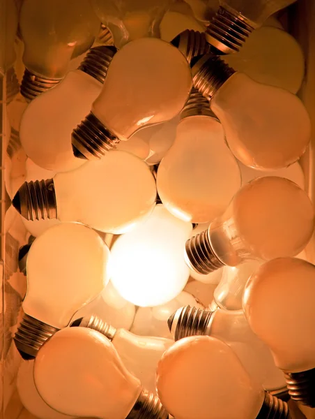 Beaucoup d'ampoules, un symbole allumé pour les idées — Photo