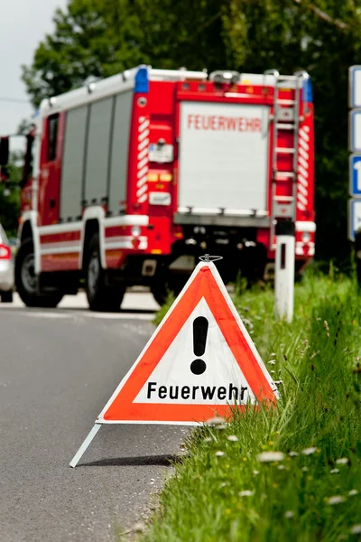 Fire truck in an accident — Stockfoto