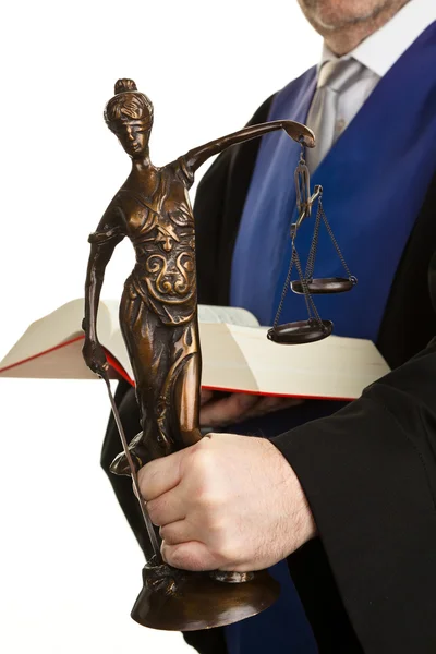 Justiz und Richter mit Gesetzbuch — Stockfoto