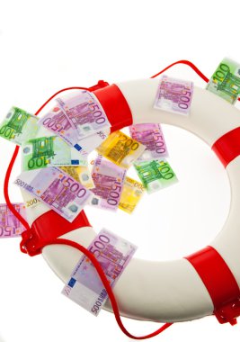 Lifebuoy and €. salvation for greece. clipart