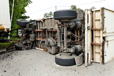 Car accident with a truck on road clipart