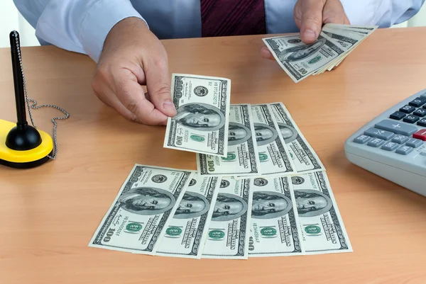 Dollar currency notes are counted — Stock Photo, Image