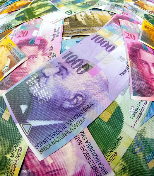 Franco suizo Billetes — Foto de Stock
