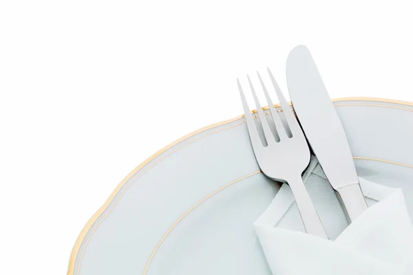 Messer, Gabeln und Teller — Stockfoto