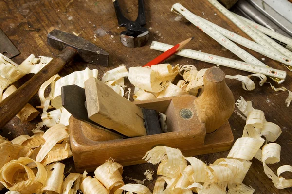 Plane in a carpentry workshop — Stock Photo, Image