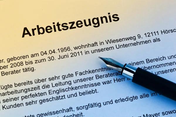 Work certificate in german language — Stock Photo, Image