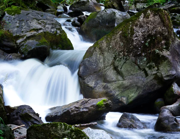 Cours d'eau dans les montagnes avec de l'eau et des pierres — Photo