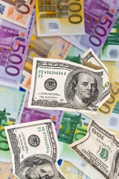 Euro ve dolar faturaları. — Stok fotoğraf