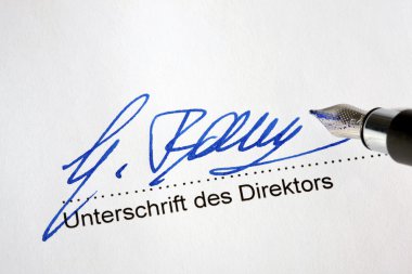 Signing an official document clipart