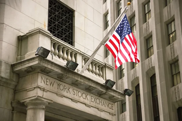 在纽约，华尔街，美国股票交易所 — 图库照片