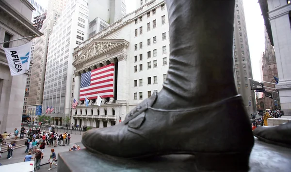 在纽约，华尔街，美国股票交易所 — 图库照片