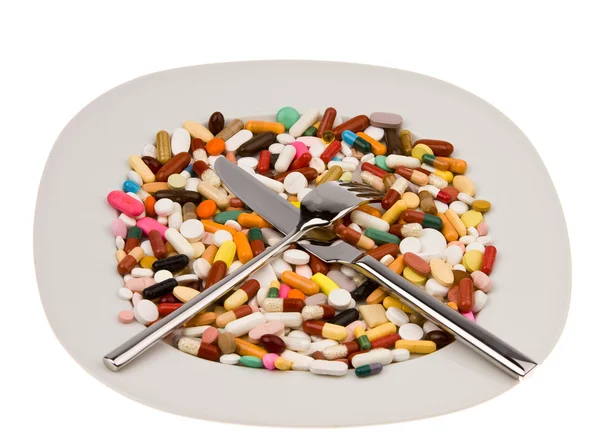 Таблетки и лекарства для лечения болезней — стоковое фото