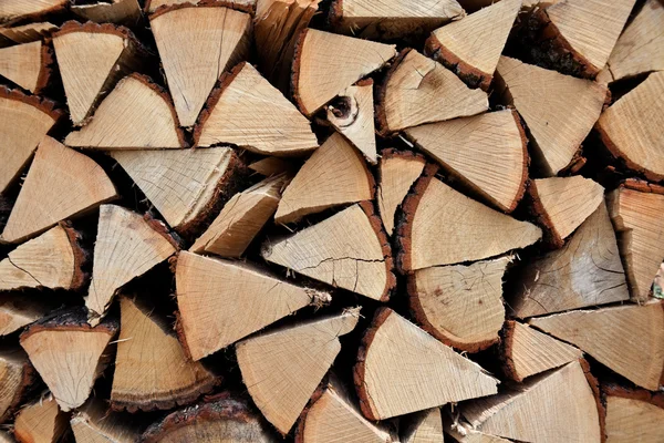 Bois de chauffage empilé sur un tas de bois — Photo