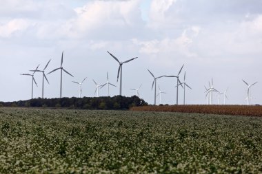 Wind turbine in a wind park for energy alternative clipart